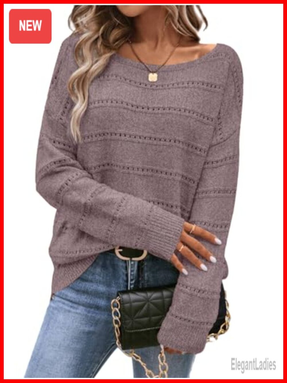 Womens Cable Knit Boat Neck Oversized Sweater Pullover